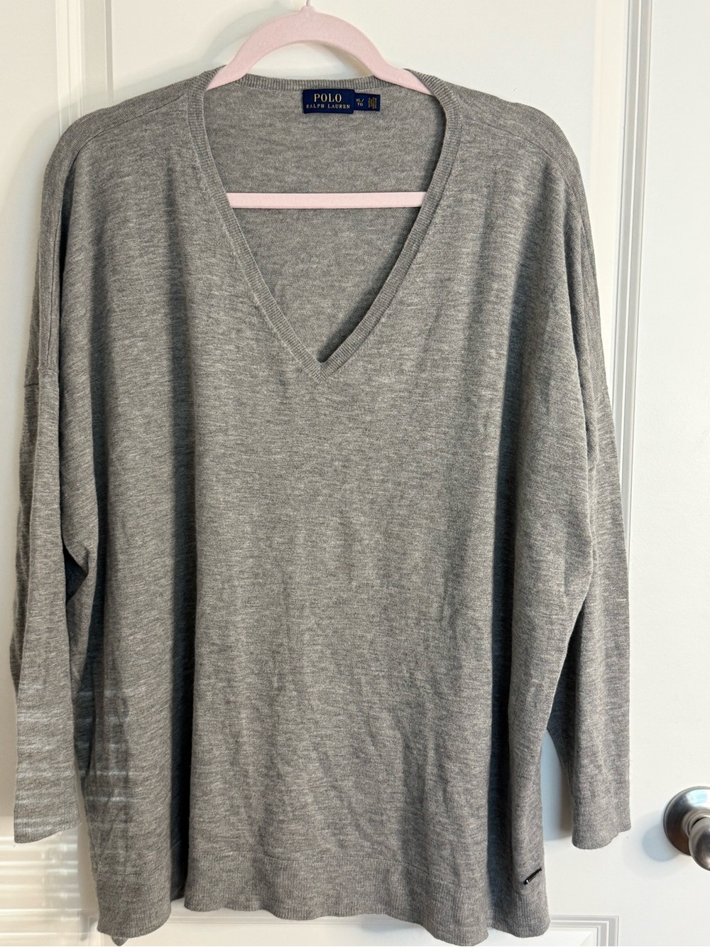 Polo Ralph Lauren Women’s XL Gray V Neck Lightweight Knit Sweater